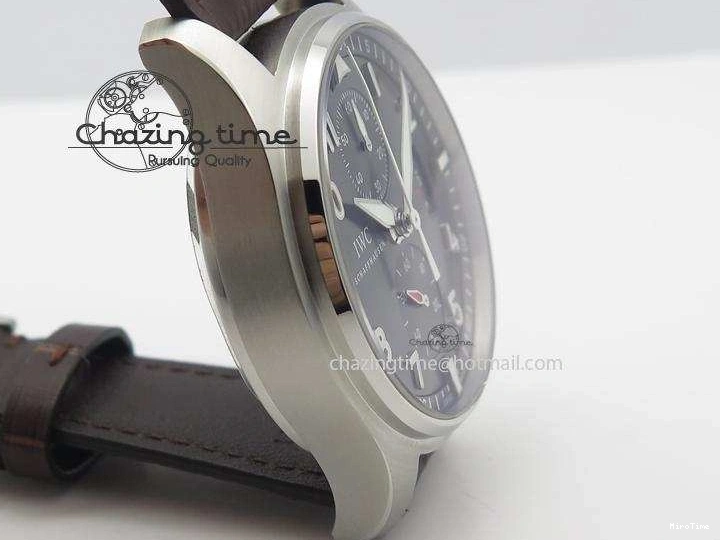 MIROTIME 0204 Cozy Pilot Chrono SS IW387802 V6F 1:1 Best Edition On Brown Leather Strap A 7323